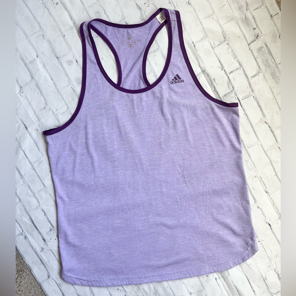Adidas Climalite Heathered Lilac Purple Racerback Workout Tank Top - Large